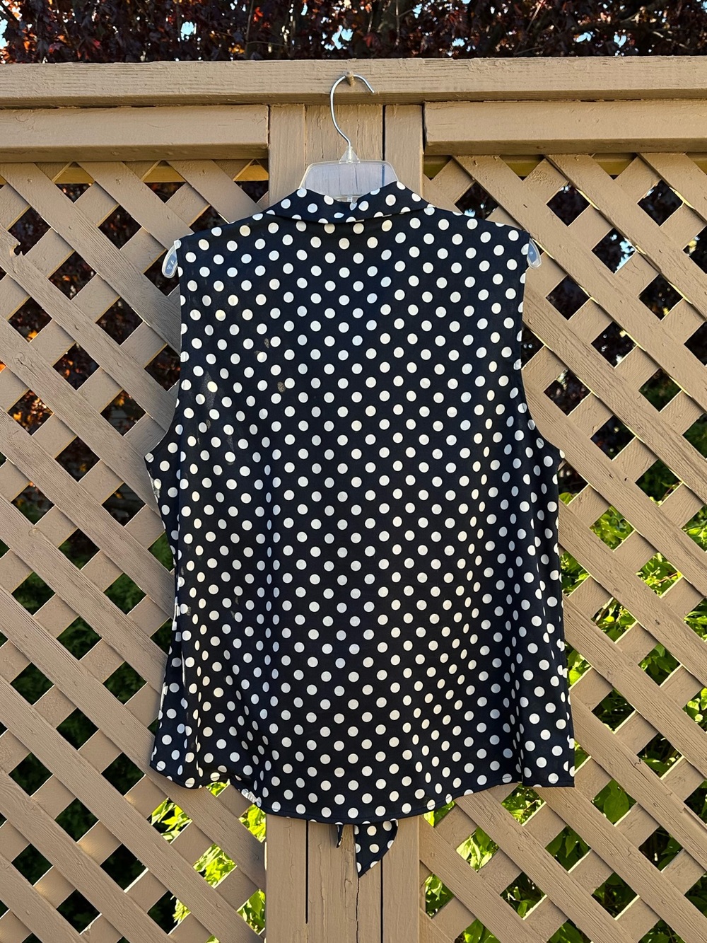 Ann Taylor Polka Dot Tie Front Sleeveless Top - XL - Picture 2 of 9